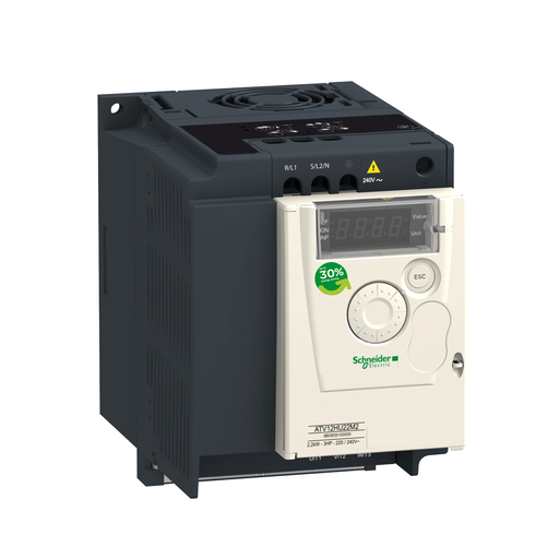 ATV12H075F1 - VARIABLE SPEED DRIVE 1HP/0.75KW 120V 1PH WITH HEATSINK. Sold in units of 1