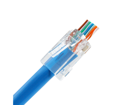 85-375 - CAT6 FEED-THRU RJ-45 MODULAR PLUGS 25/CARD. Sold in units of 1