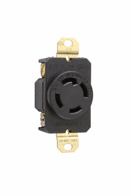 L1430R - TURNLOK 30A 125/250V 3P 4-WIRE SGL RECPT BLACK. Sold in units of 1
