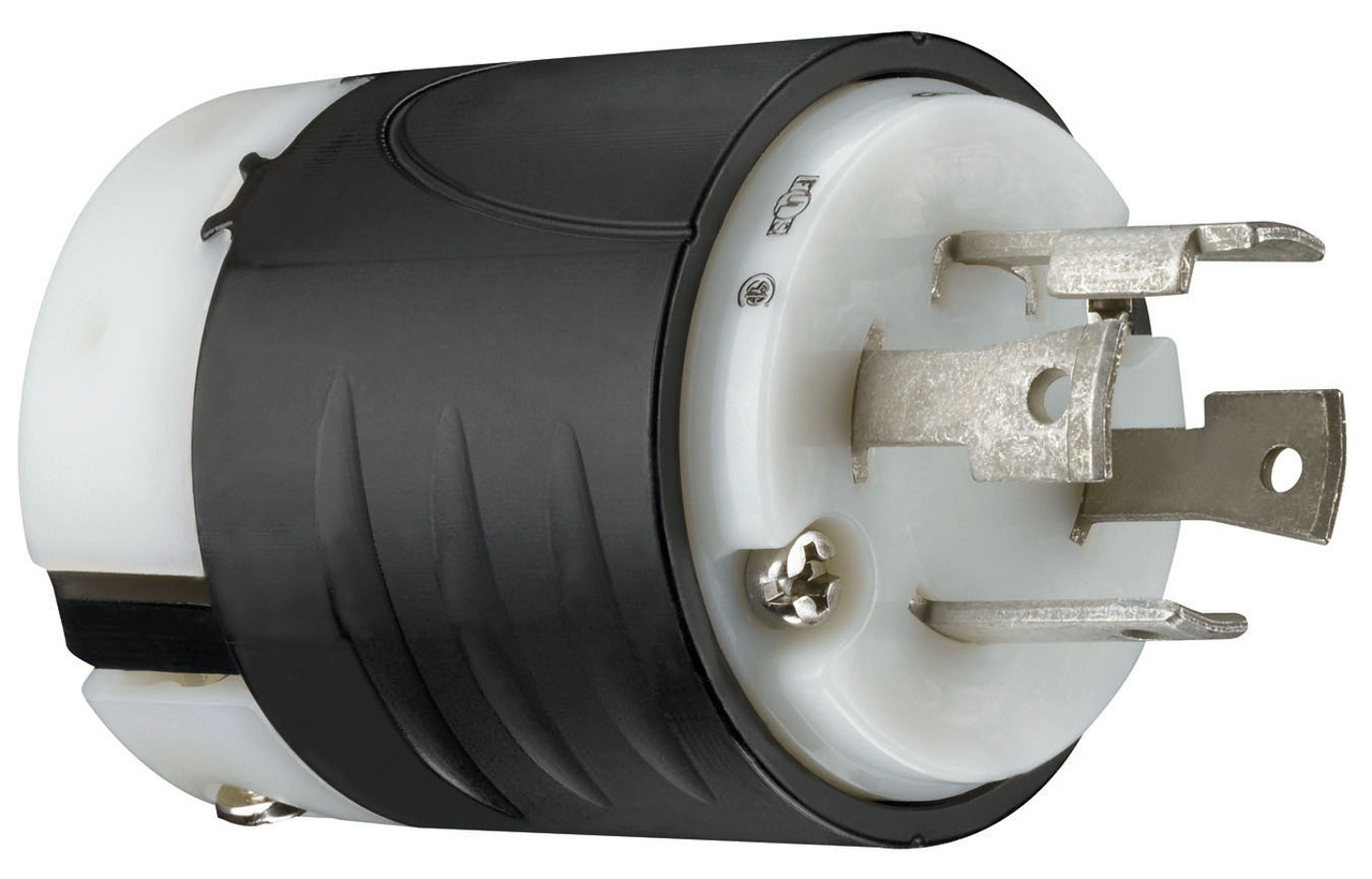 L1430P - TURNLOK 30A 125/250V 3P 4-WIRE BLACK BACK WHITE FRONT PLUG. Sold in units of 1