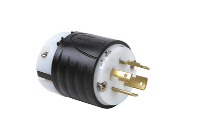 L1520P - TURNLOK 20A 3Ø 250V 3P 4-WIRE BLACK BACK WHITE FRONT PLUG. Sold in units of 1