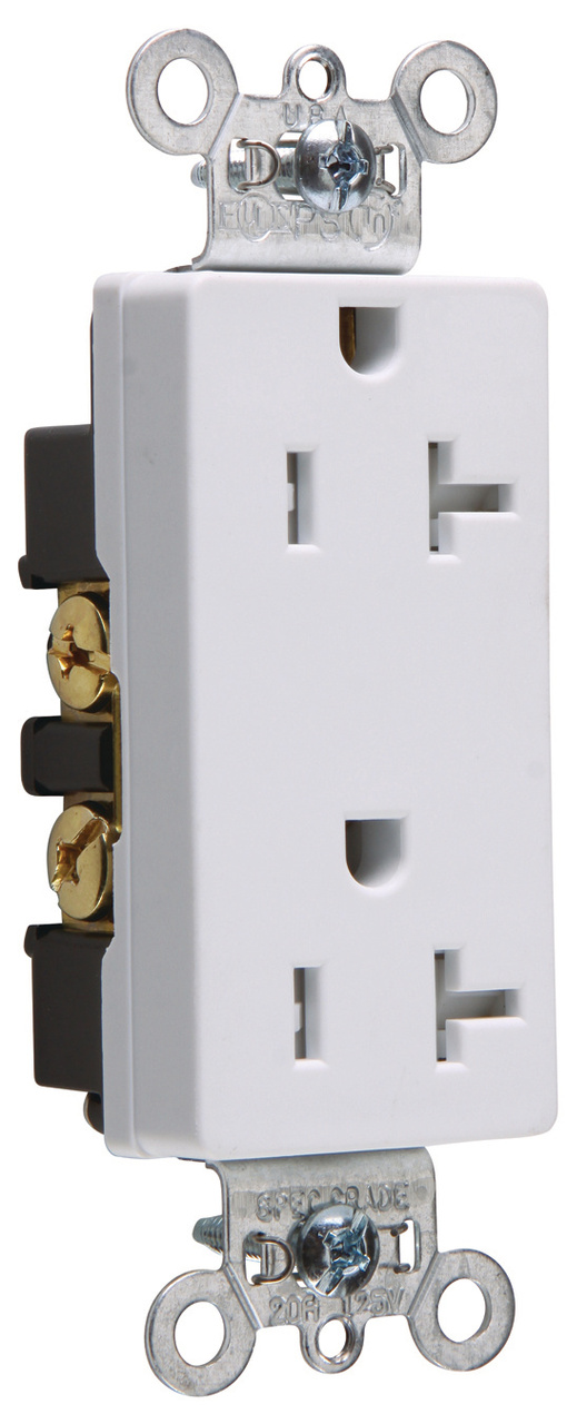 TR26342W - TR DECO REC 20A 125V SIDE WIRE, WHITE. Sold in units of 1