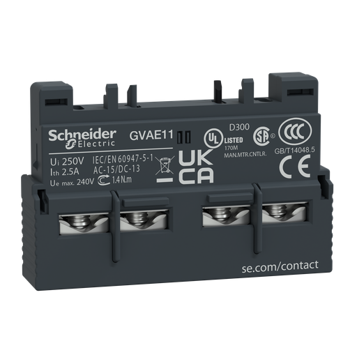 GVAE11 - FRONT INST AUX CONTACTS NO + NC. Sold in units of 1