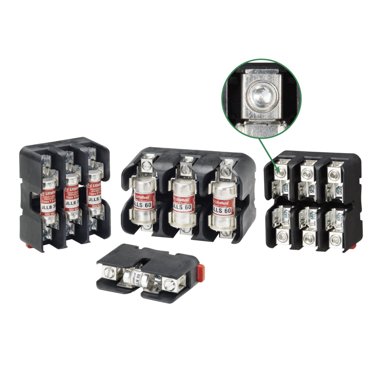 LFT601003CS - FUSE BLOCK 600V 100A 3P "T" STUD MNT HLDR. Sold in units of 1