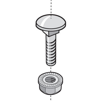 EZBN1/4EZ - 1/4IN ROUND HEAD SCREW & FLANGE NUT, (50 PCS). Sold in units of 1