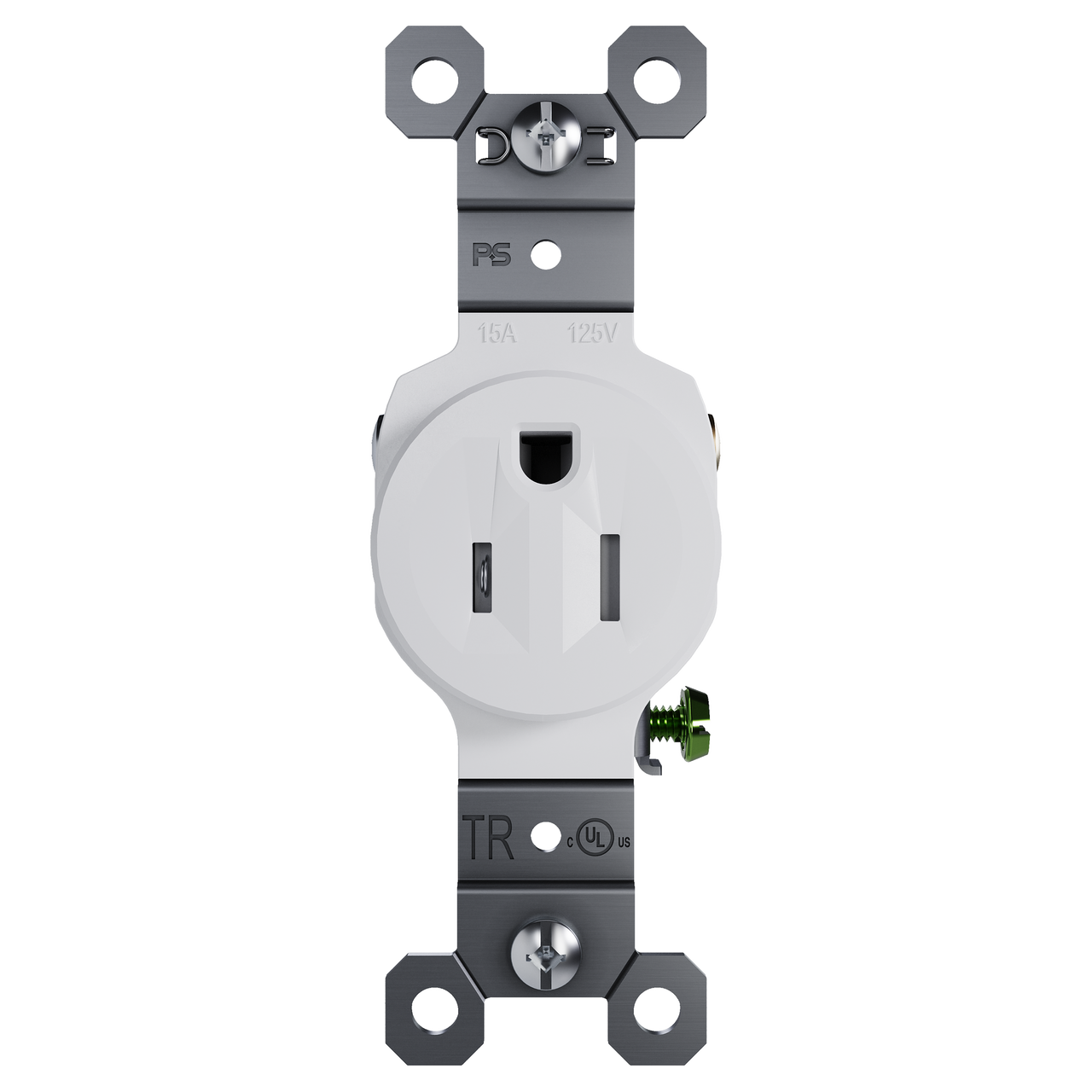 TR52151W - 15A RESI SINGLE REC WHITE. Sold in units of 1