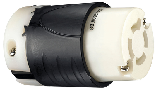 L1520C - TURNLOK 20A 3Ø 250V 3P 4-WIRE BLACK BACK WHITE FRONT CON. Sold in units of 1