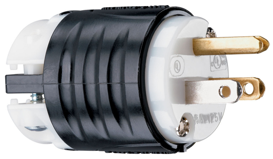 PS5266X - 15A 125V STRAIT BLD EHU SPEC GRD PLUG BLACK & WHITE. Sold in units of 1