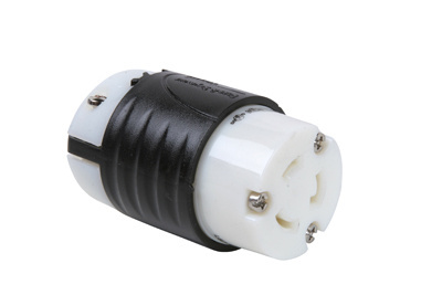 L620C - TURNLOK 20A 250V 2P 3-WIRE BLACK BACK WHITE FRONT BODY CON. Sold in units of 1