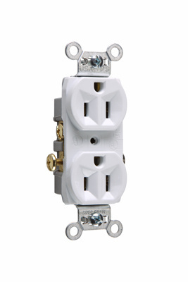 CR15W - 15A 125V STRAIT BLD COMM SPEC GRD DUP RECPT LT WHITE. Sold in units of 1