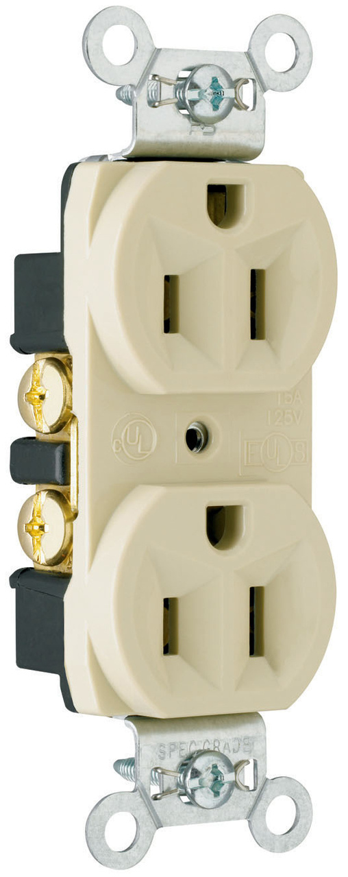 CRB5262I - 15A 125V STRAIT BLD CONST GRD DUP RECPT IVORY. Sold in units of 1
