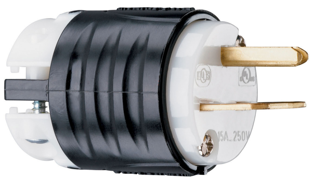 PS5666X - 15A 250V STRAIT BLD EHU SPEC GRD PLUG BLACK & WHITE. Sold in units of 1