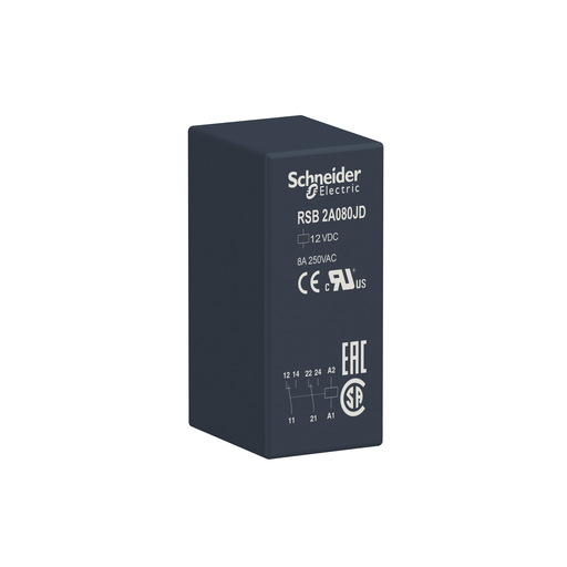 RSB2A080JD - RS RELAY 2 POLE 8A. Sold in units of 1