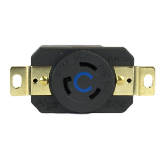 L6-20R - LOCKING RECEP, 20A 250VAC 1PH. Sold in units of 1