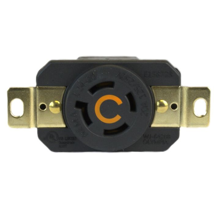 L14-20R - LOCKING RECEP, 20A 125/250VAC 1PH. Sold in units of 1
