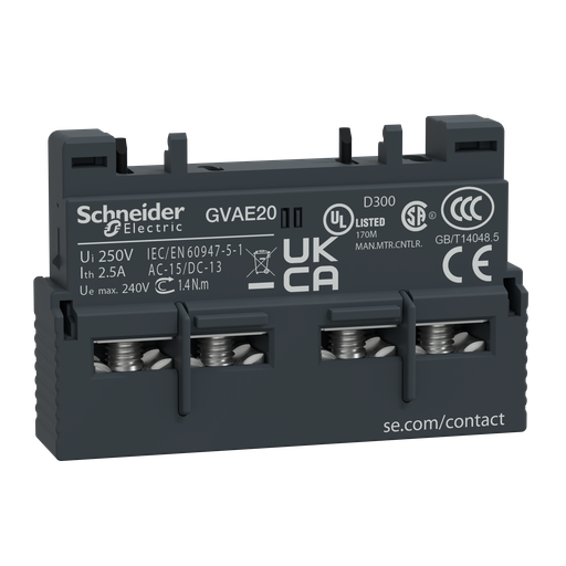 GVAE20 - FRONT INST AUX CONTACTS NO + NO. Sold in units of 1