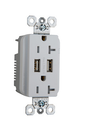 TR5362USBW - 20A TR DUP REC SPEC W/3.1A USB CHRG, WHITE. Sold in units of 1