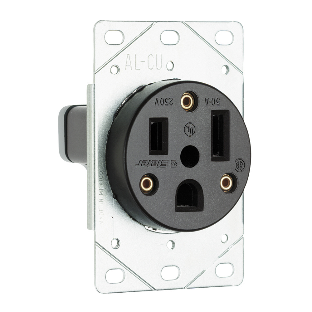 3804 - 50A 250V 2P 3WIRE GROUNDING FLUSH RECEPTACLE. Sold in units of 1