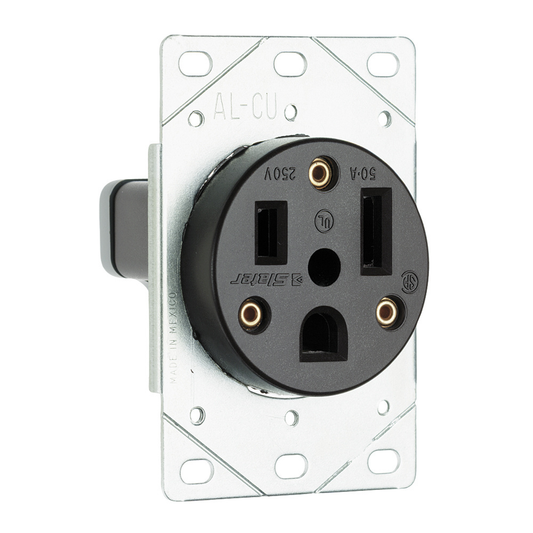 3804 - 50A 250V 2P 3WIRE GROUNDING FLUSH RECEPTACLE. Sold in units of 1