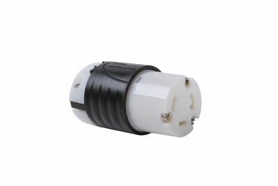 L530C - TURNLOK 30A 125V 2P 3-WIRE BLACK BACK WHITE FRONT BODY CON. Sold in units of 1