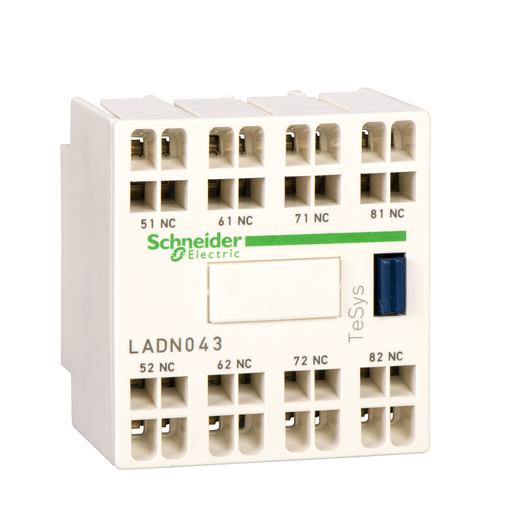 LADN043 - FRONT CONTACT BLOCK 4NC SPRING TERMINALS. Sold in units of 1