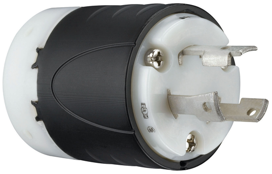 L630P - TURNLOK 30A 250V 2P 3 WIRE BLACK BACK WHITE FRONT BODY PLUG. Sold in units of 1