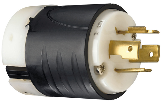 L1420P - TURNLOK 20A 125/250V 3P 4-WIRE BLACK BACK WHITE FRONT PLUG. Sold in units of 1