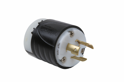 L620P - TURNLOK 20A 250V 2P 3 WIRE BLACK BACK WHITE FRONT BODY PLUG. Sold in units of 1