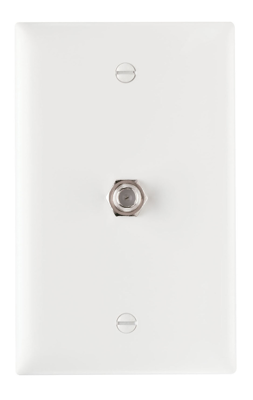 TPCATVW - 1G FTYPE COAX CONNECTOR & WP WHITE. Sold in units of 1