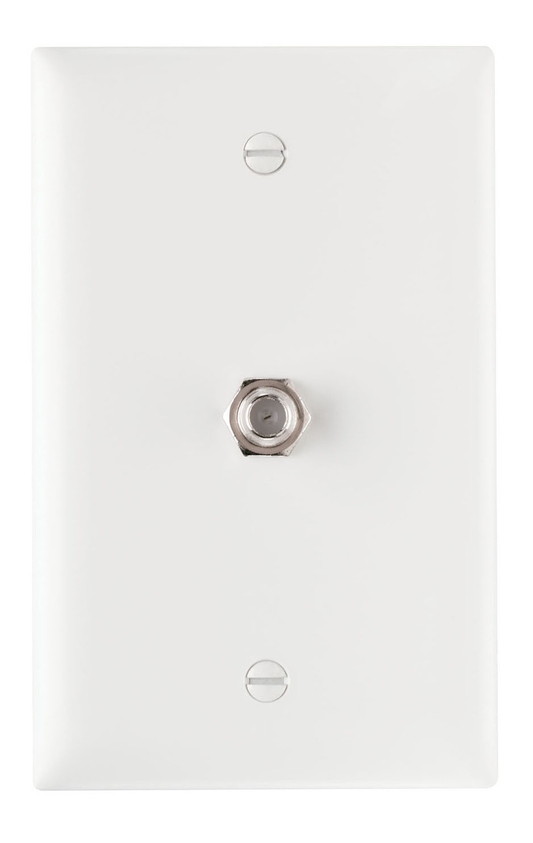 TPCATVW - 1G FTYPE COAX CONNECTOR & WP WHITE. Sold in units of 1