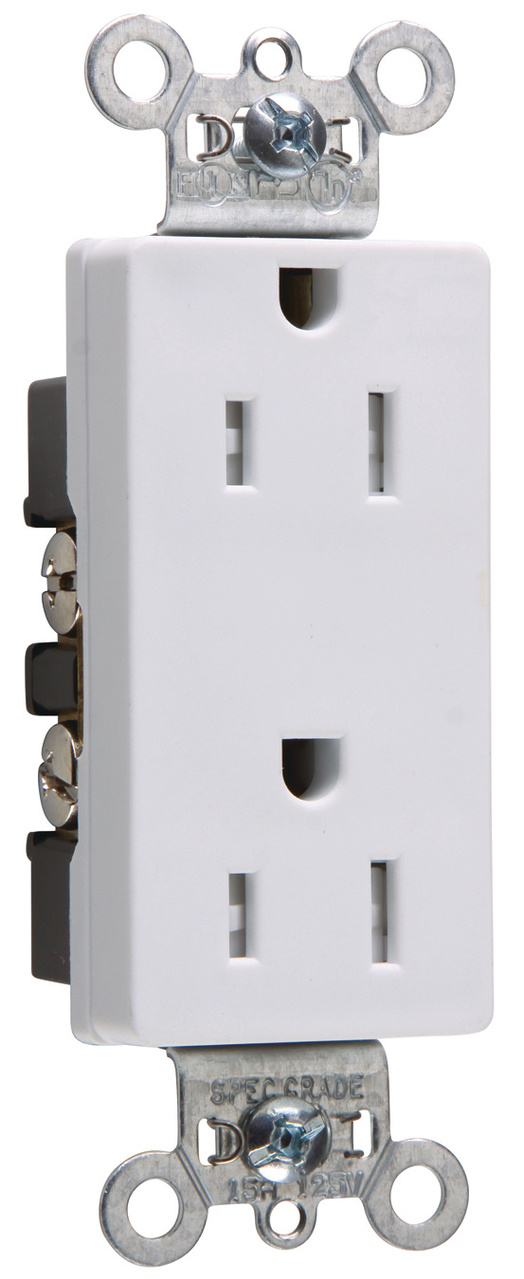 TR26242W - TR DECO REC 15A 125V SIDE WIRE, WHITE. Sold in units of 1