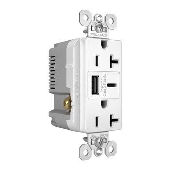TR20USBAC6W - TAMPER-RESISTANT RECEPTACLE, 20A 125V TR REC+USBA+C FAST CHRG,WHITE. Sold in units of 1