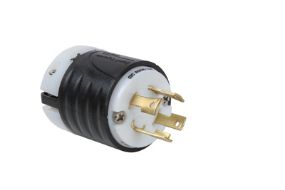 L1530P - TURNLOK 30A 3Ø 250V 3P 4-WIRE BLACK BACK WHITE FRONT PLUG. Sold in units of 1