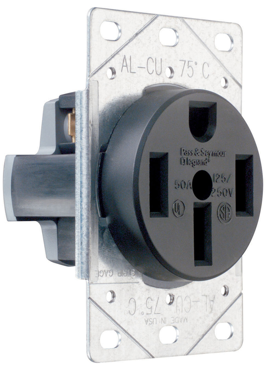 3894 - 50A 125/250V 3P 4WIRE GROUNDING FLUSH RECEPTACLE. Sold in units of 1