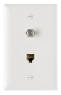 TPTELTVW - F-TYPE COAX CONNECTOR W/4-CONDUCTOR RJ-11 JACK WHITE. Sold in units of 1