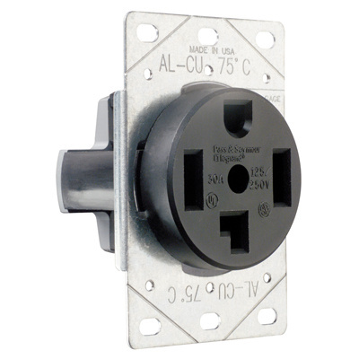 3864 - 30A 125/250V 3P 4WIRE GROUNDING FLUSH RECEPTACLE. Sold in units of 1
