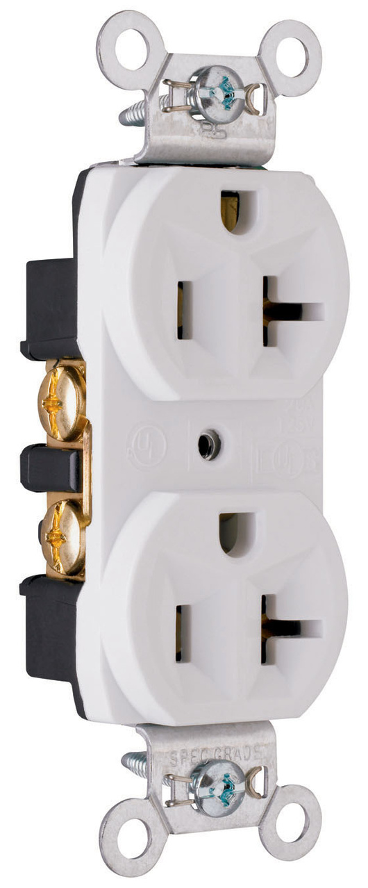 CRB5362W - 20A 125V STRAIT BLD CONST GRD DUP RECPT WHITE. Sold in units of 1