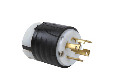 L1630P - TURNLOK 30A 3Ø 480V 3P 4-WIRE BLACK BACK WHITE FRONT PLUG. Sold in units of 1