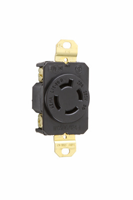 L1520R - TURNLOK 20A 3Ø 250V 3P 4-WIRE SGL RECPT BLACK. Sold in units of 1