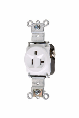 5361W - 20A 125V STRAIT BLD HD SPEC GRD B/S WIRE SINGLE RECEPTACLE WHITE. Sold in units of 1