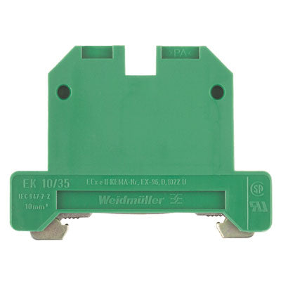 0661360000 - EK 10/35,PA, TERMINAL BLOCK CONNECTOR 2 POSITION GROUND, EARTH GREEN, YELLOW 8-20 AWG. Sold in units of 1
