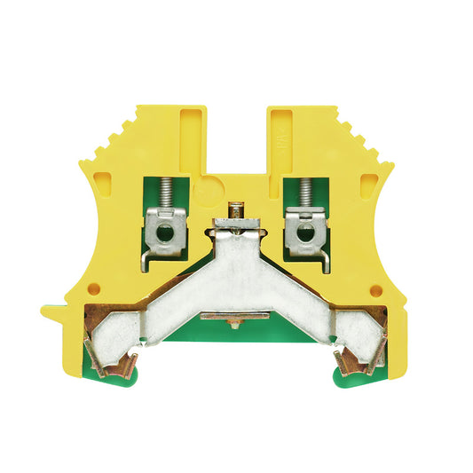 1010000000 - WPE 2.5,WM,  TERMINAL BLOCK CONNECTOR 2 POSITION GROUND, EARTH GREEN, YELLOW 12-30 AWG. Sold in units of 1