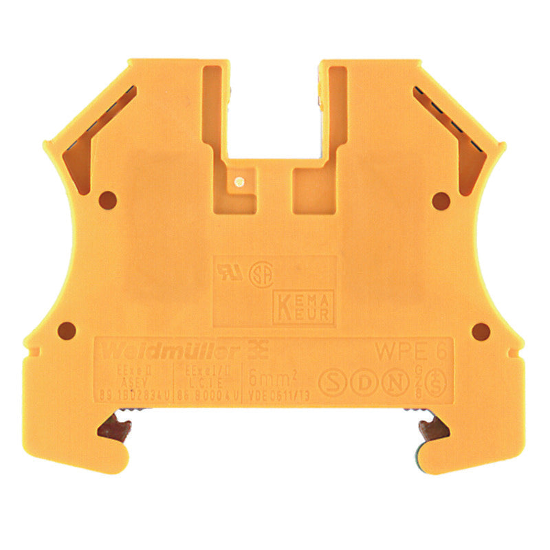 1010200000 - WPE 6,WM, TERMINAL BLOCK CONNECTOR 2 POSITION GROUND, EARTH GREEN, YELLOW 8-22 AWG. Sold in units of 1