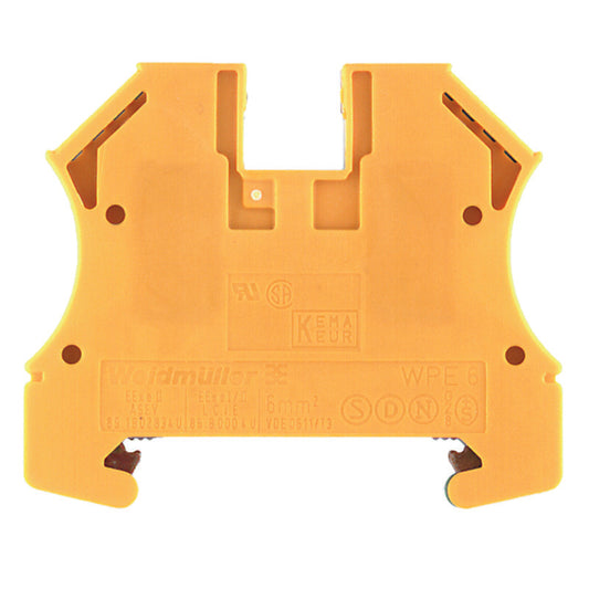 1010200000 - WPE 6,WM, TERMINAL BLOCK CONNECTOR 2 POSITION GROUND, EARTH GREEN, YELLOW 8-22 AWG. Sold in units of 1