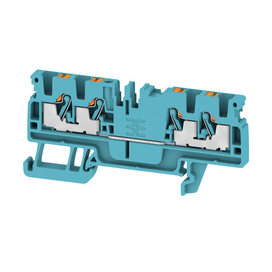 1521700000 - A4C 2.5 BL ( BLEU 2 IN / 2 OUT ) TERMINAL BLOCK CONNECTOR 4 POSITION FEED THROUGH BLUE 12-28 AWG. Sold in units of 1