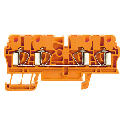 1636800000 - ZDU 2.5/4AN  TERMINAL BLOCK CONNECTOR 4 POSITION FEED THROUGH ORANGE 12-30 AWG. Sold in units of 1