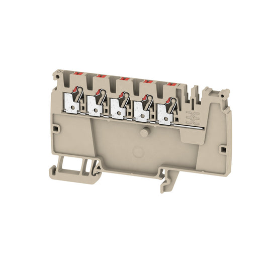 1988290000 - AAP12 2.5 LI RD TERMINAL BLOCK CONNECTOR 5 POSITION FEED THROUGH BEIGE 12-28 AWG. Sold in units of 1
