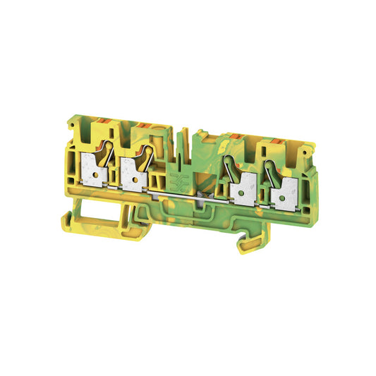 2051560000 - A4C 4 PE / 4MM 2 IN 2 OUT TERMINAL BLOCK CONNECTOR 4 POSITION GROUND, EARTH GREEN, YELLOW 10-28 AWG. Sold in units of 1