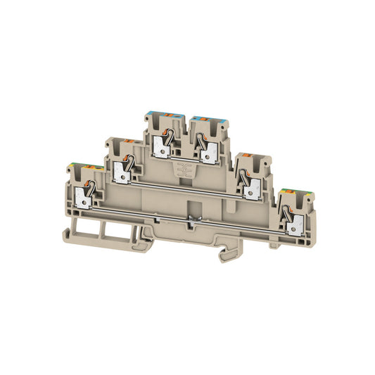 2428840000 - A3T 2.5 N-FT-PE TERMINAL BLOCK CONNECTOR 6 POSITION FEED THROUGH BEIGE 12-28 AWG. Sold in units of 1