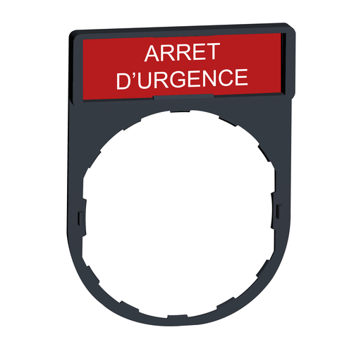 ZBY2130 - STD NAMEPLATE:  "ARRET URGENCE". Sold in units of 1